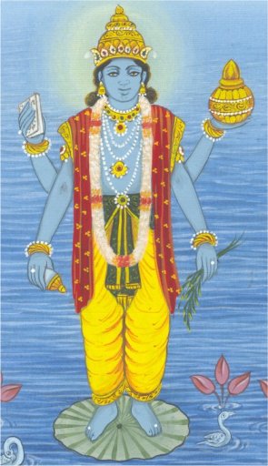 Dhanvantari, avatar de Vishnu, médico de los devas y dios del Āyurveda